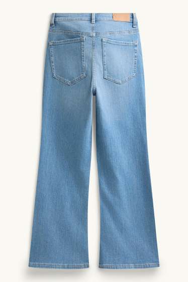 Femmes - Flared jean court - high waist - jean bleu clair