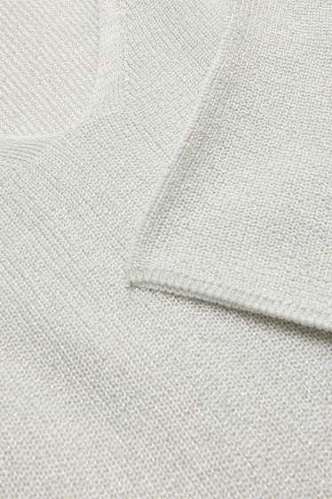 Damen - Strickpullover - kurzarm - Glanz-Effekt - weiß / silber