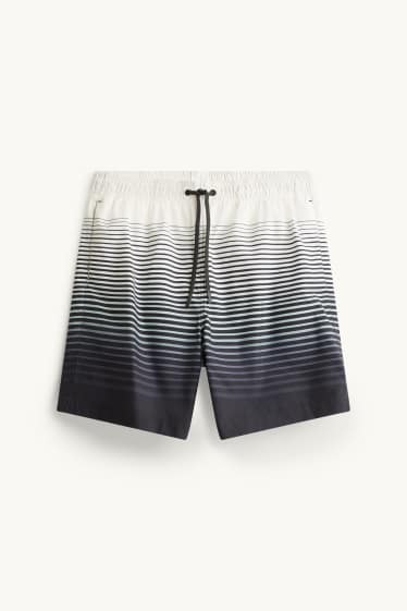 Herren - Badeshorts - gestreift - gemustert - schwarz / grau