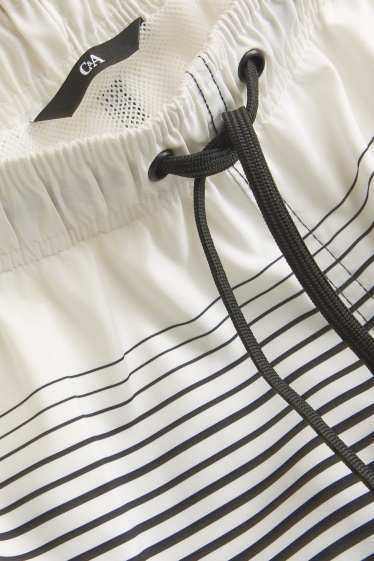 Herren - Badeshorts - gestreift - gemustert - schwarz / grau