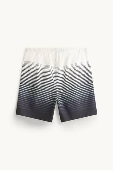Herren - Badeshorts - gestreift - gemustert - schwarz / grau