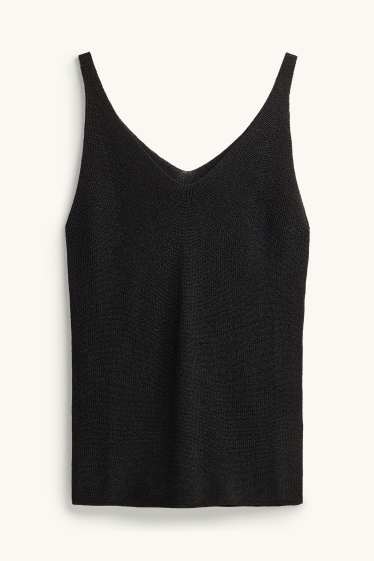 Femmes - Haut - effet brillant - noir / argent