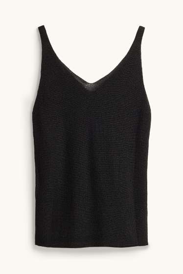 Femmes - Haut - effet brillant - noir / argent