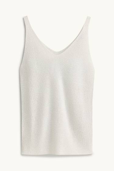 Femmes - Haut - effet brillant - blanc / argent