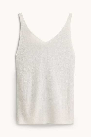 Femmes - Haut - effet brillant - blanc / argent