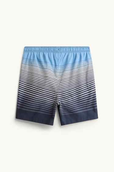 Herren - Badeshorts - gestreift - gemustert - blau  / schwarz