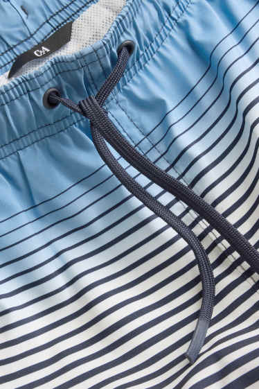 Herren - Badeshorts - gestreift - gemustert - blau  / schwarz