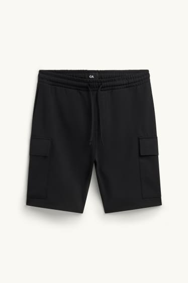 Hommes - Short cargo en molleton - noir