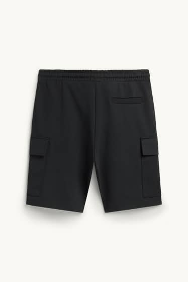 Hommes - Short cargo en molleton - noir