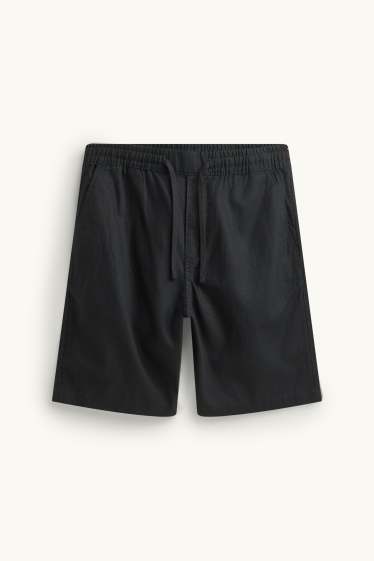 Herren - Shorts - Leinen-Mix - schwarz