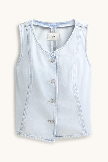 Femmes - Gilet sans manches en jean - cintré - bleu clair