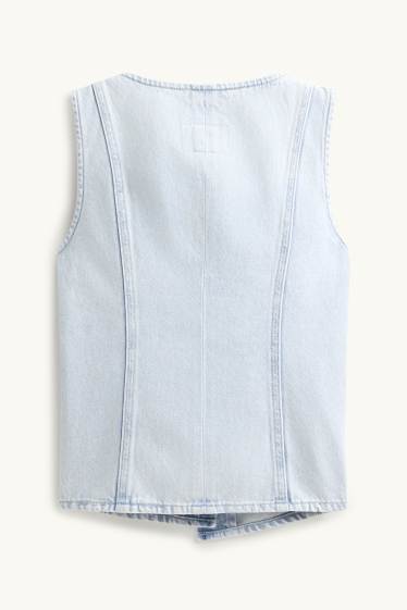 Femmes - Gilet sans manches en jean - cintré - bleu clair