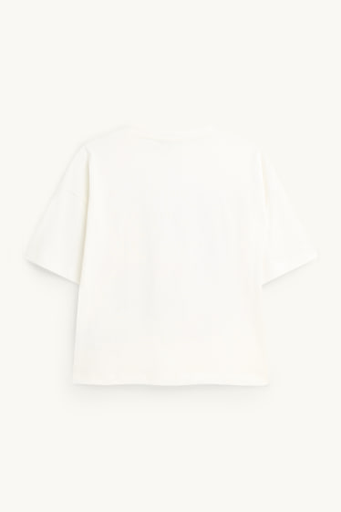 Dames - T-shirt - relaxed fit - glanseffect - wit