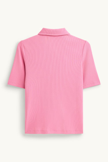 Damen - Poloshirt - Regular Fit - gerippt - pink