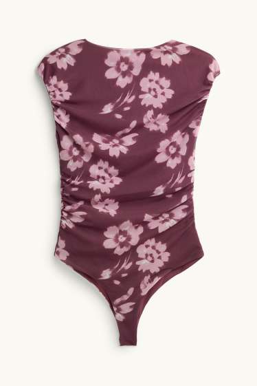 Femmes - Body - filet - à fleurs - violet