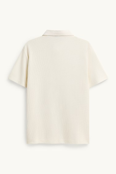 Bărbați - Tricou polo - regular fit - structurat - crem