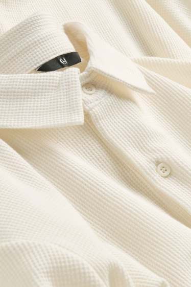 Bărbați - Tricou polo - regular fit - structurat - crem