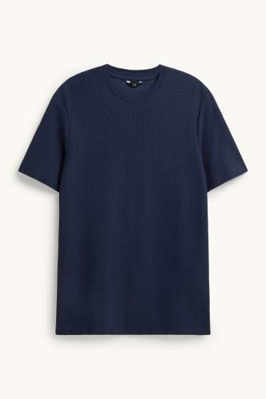 Herren - T-Shirt - Regular Fit - strukturiert - dunkelblau