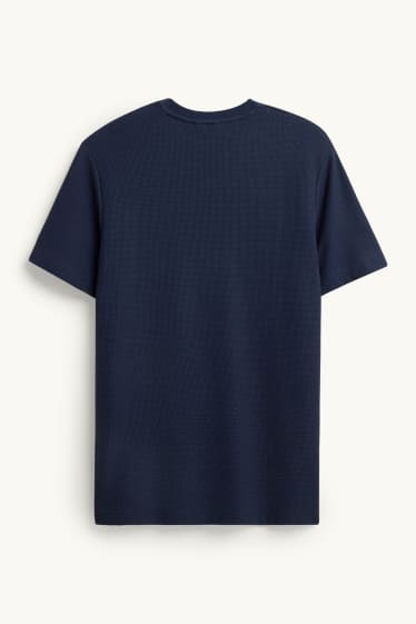 Herren - T-Shirt - Regular Fit - strukturiert - dunkelblau