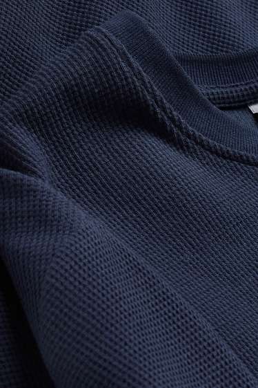 Herren - T-Shirt - Regular Fit - strukturiert - dunkelblau