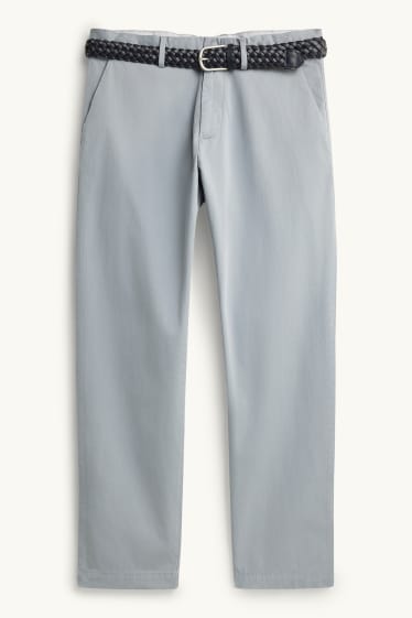 Men - Chinos with belt - gray