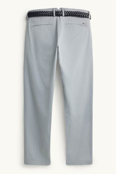 Men - Chinos with belt - gray