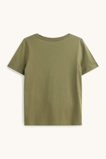 Damen - T-Shirt mit V-Ausschnitt - Regular Fit - khaki