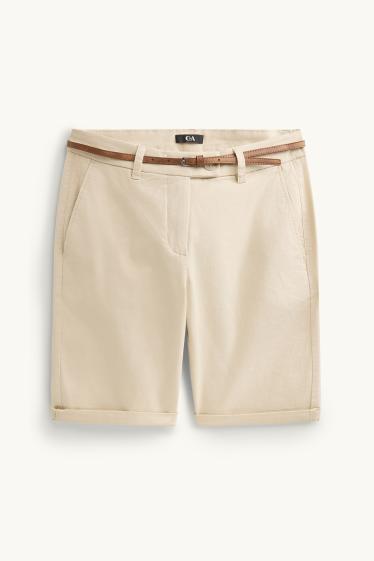 Femmes - Bermudas à ceinture - mid waist - beige