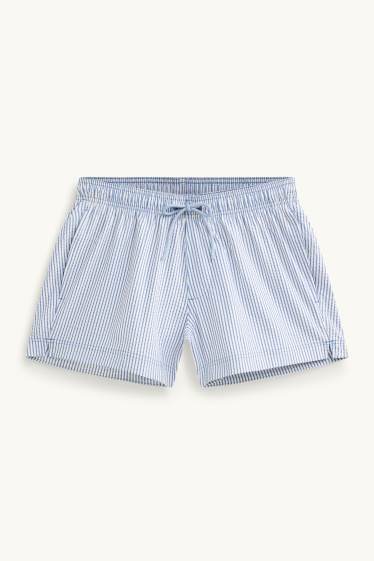 Heren - Zwemshort - met structuur - blauw / wit