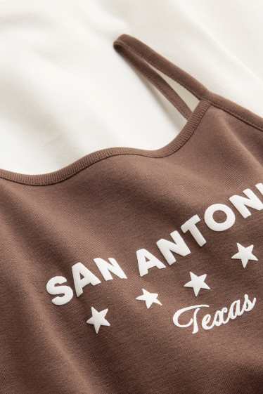 Children Girls - Set - top and short sleeve T-shirt - 2 piece - brown