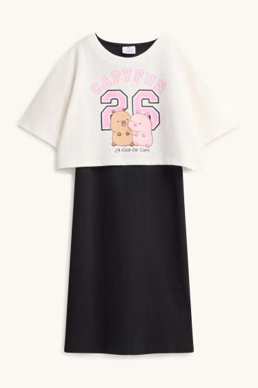 Nena - CapyFun- conjunt - samarreta de màniga curta i vestit - 2 peces - blanc/negre