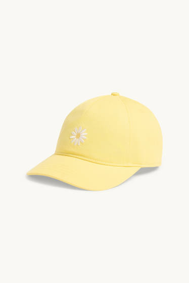 Děti - dívky - Květina - kšiltovka - světle žlutá
