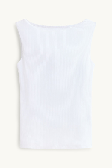 Femmes - Haut - finition côtelée - blanc