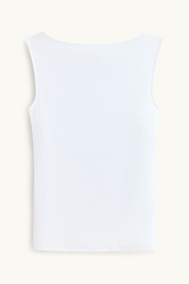 Femmes - Haut - finition côtelée - blanc