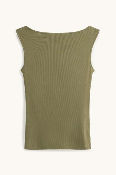 Femmes - Haut - finition côtelée - vert