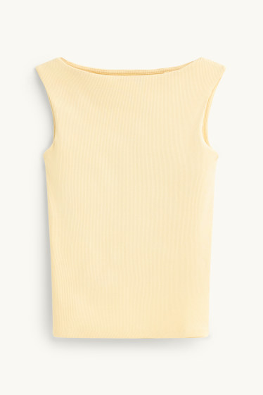 Femmes - Haut - finition côtelée - jaune