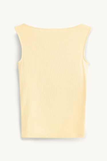 Femmes - Haut - finition côtelée - jaune