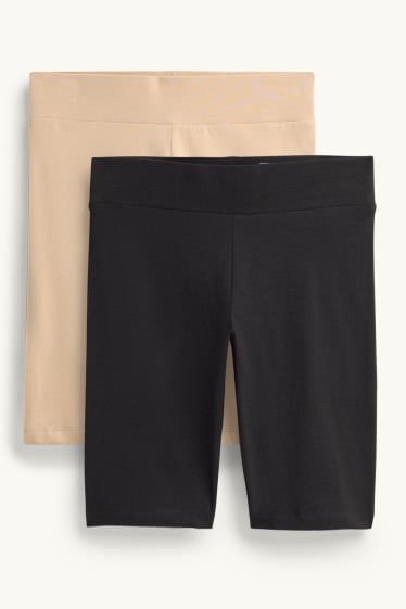 Donna - Confezione da 2 - shorts stile ciclista - nero / beige