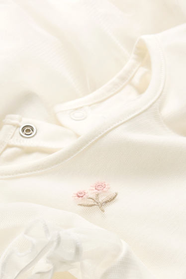 Baby Mädchen - Blümchen - Baby-Kleid - festlich - weiß