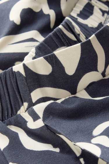 Damen - Shorts - High Waist - gemustert - blau / weiß