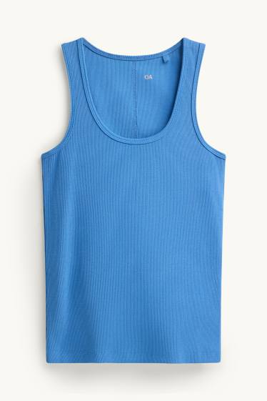 Damen - Top - gerippt - blau