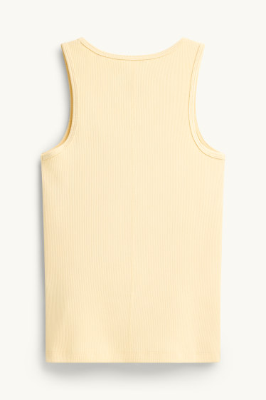 Damen - Top - gerippt - hellgelb