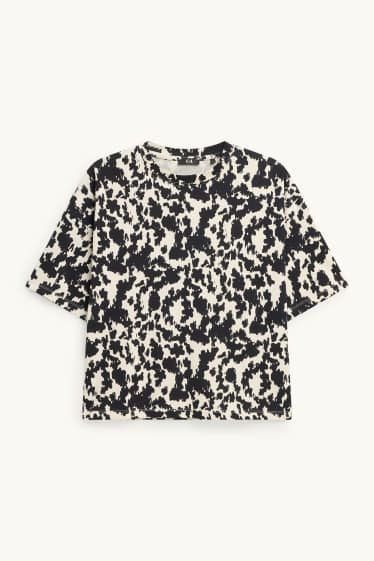 Femmes - T-shirt - relaxed fit - à motif - noir / blanc