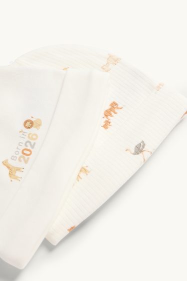 Unisexe - Lot de 2 - animaux sauvages - bonnets pour bébé - blanc