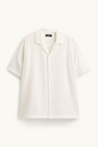 Home - Camisa - relaxed fit - coll solapa - crema