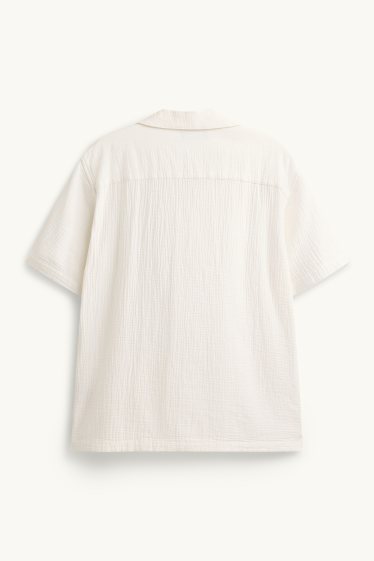 Home - Camisa - relaxed fit - coll solapa - crema