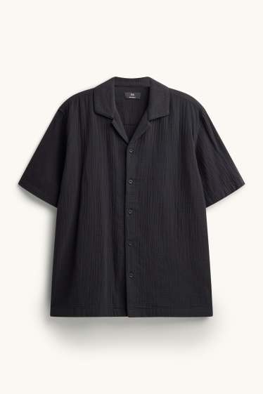 Home - Camisa - relaxed fit - coll solapa - negre