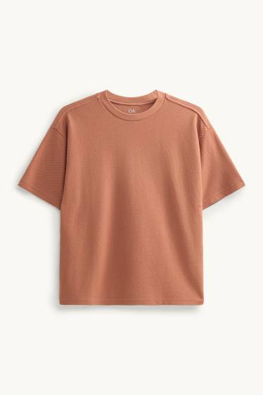 Enfants garçons - T-shirt - finition texturée - marron