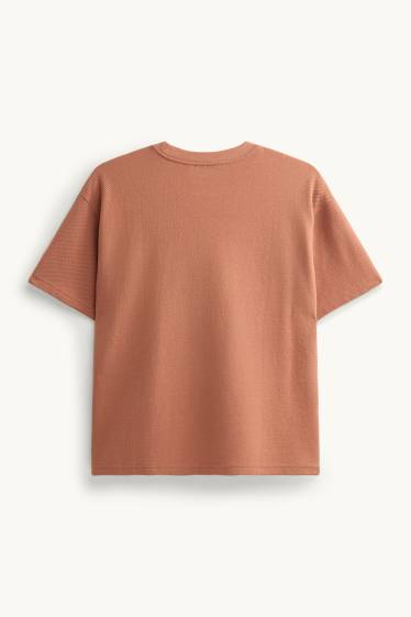 Enfants garçons - T-shirt - finition texturée - marron