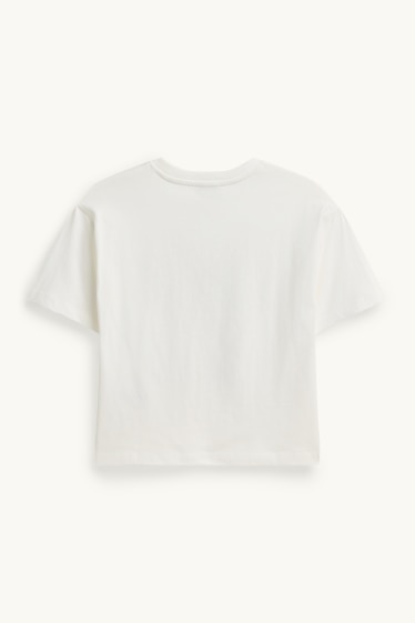 Děti - dívky - Mašle - tričko s krátkým rukávem se štrasovými kamínky - bílá